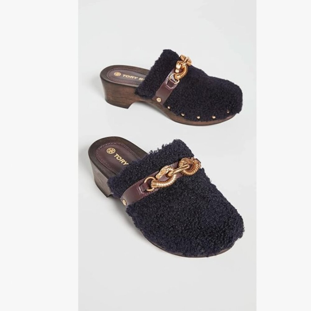 $368 Tory Burch Women's Jessa Shearling Clogs